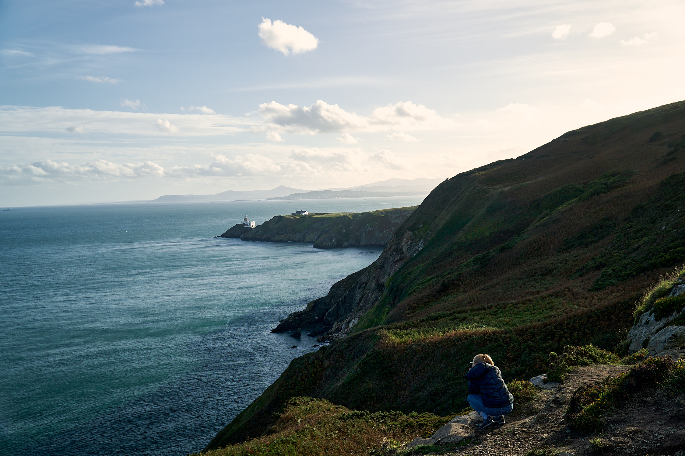 picture taken in Howth, Ireland showing Cliffs and Green